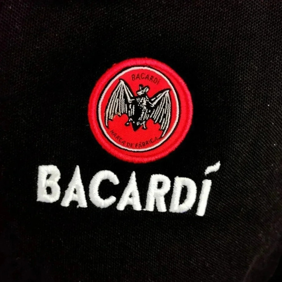 Bacardi Rum Mens Polo Shirt Black Size M Rum Bartender Cotton New Tags - Picture 7 of 7